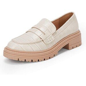 Penny Loafers Retro British Brogue Design Platform Rubber Lug Sole Size 9